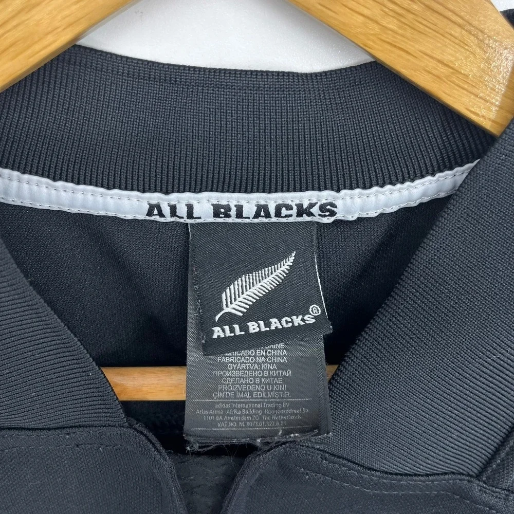 Adidas Mens All Blacks New Zealand Rugby Jersey Black AIG Silver Fern Size M